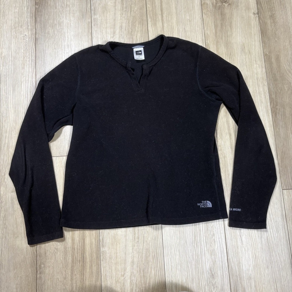 The North‎ Face Sweater Womens Large Black TKA Micro Pullover Long Sleeve Fleece